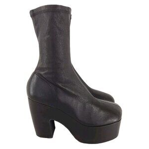 Dries Van Noten Mid-Calf Platform Sock Boots 40 10 Black Leather New